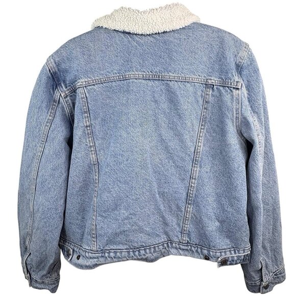 Y2K Levi's Trucker Denim Jean Jacket Sherpa Lined Blue Light Wash Women’s XL - Picture 6 of 13
